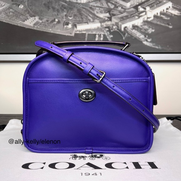 Coach Handbags - LUNCH BOX CROSSBODY PURSE BAG  IN RETRO SMOOTH PURPLE VIOLET CALF LEATHER